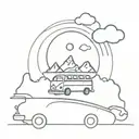 matching tattoo with waves grand tetons vw bus    tattoo design idea