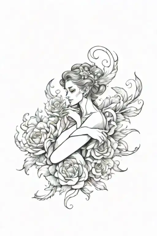 Create a tattoo of a masochistic character embracing their inner desires, with a touch of elegance tattoo design idea