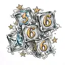 ice cubes and numbers 3 and 6 stars  tattoo design idea