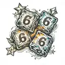 ice cubes and numbers 3 and 6 stars  tattoo design idea