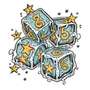 ice cubes and numbers 3 and 6 stars  tattoo design idea