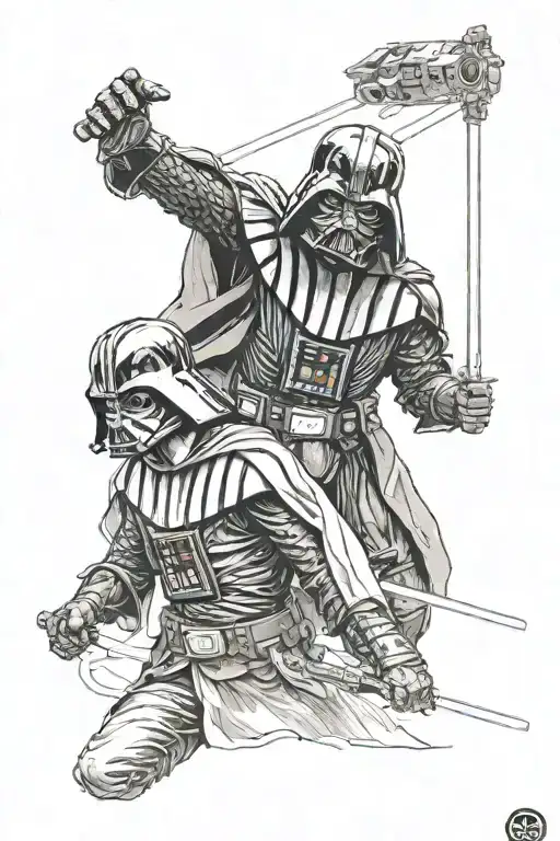 darth vader vs anakin tattoo design idea