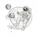 The astronaut sits on the moon made tattoo design idea