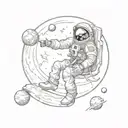 The astronaut sits on the moon made tattoo design idea
