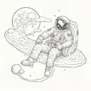 The astronaut sits on the moon made tattoo design idea