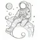 The astronaut sits on the moon made tattoo design idea