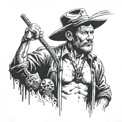 black and white tattoo of idol from indiana jones tattoo design idea
