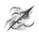 thin lightning bolts with clouds tattoo design idea