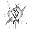 thin lightning bolts with clouds tattoo design idea