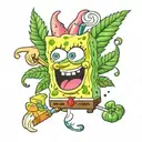 SpongeBob and Patrick smoking weed leaf tattoo design idea