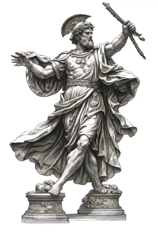 I want a tattoo of a ancient rome statute up handed and open tattoo design idea