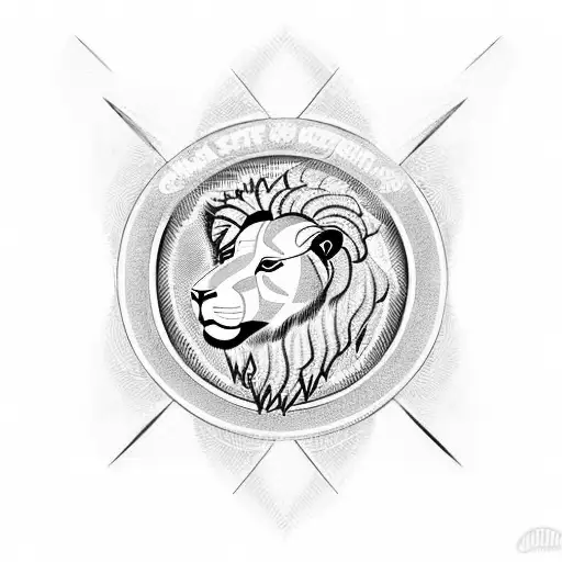 Christian Cross with lamb, lion, and rosemb tattoo design idea