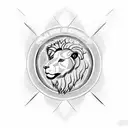 Christian Cross with lamb, lion, and rosemb tattoo design idea