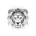 Christian Cross with lamb, lion, and rosemb tattoo design idea
