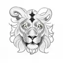 Christian Cross with lamb, lion, and rosemb tattoo design idea