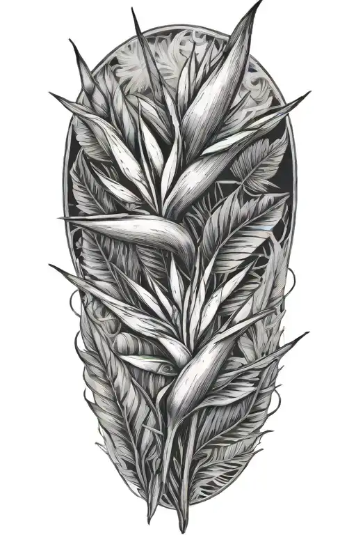bird of paradise flower tattoo design idea