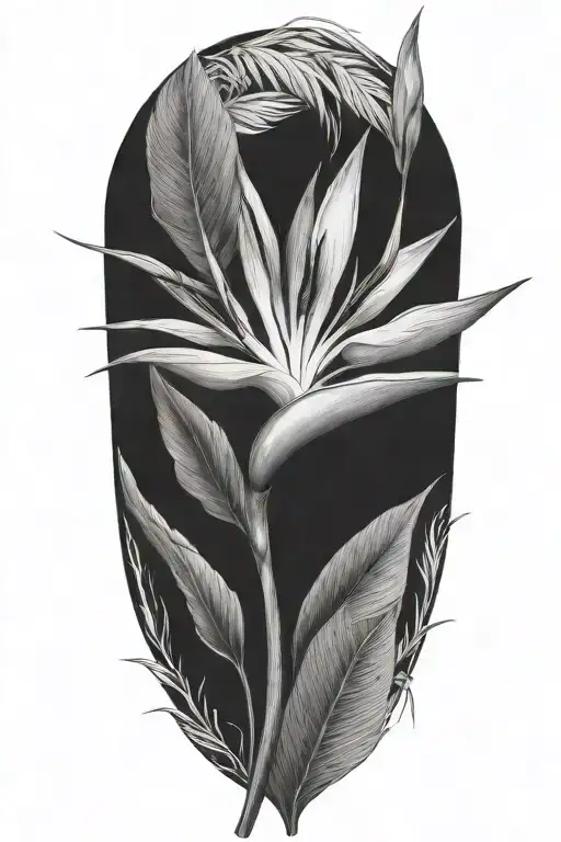 bird of paradise floral tattoo design idea