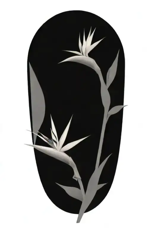 rocks with bird of paradise flower tattoo design idea