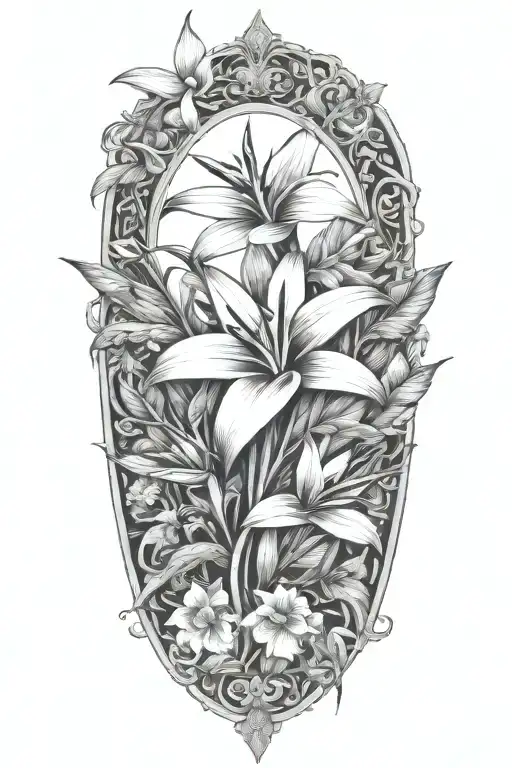 floral with bird of paradise flower intertwined tattoo design idea