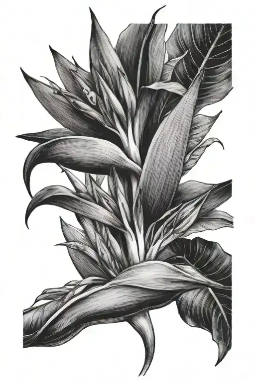 bird of paradise floral masculine tattoo design idea
