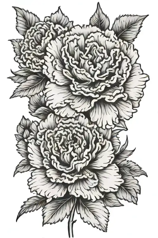 carnation and marigold flower tattoo design idea