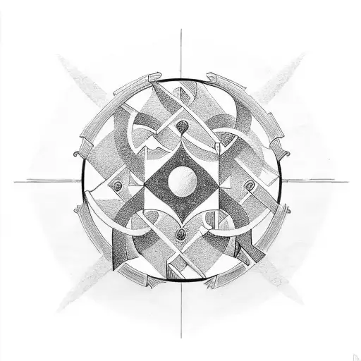 renaissance geometric art and science tattoo design idea
