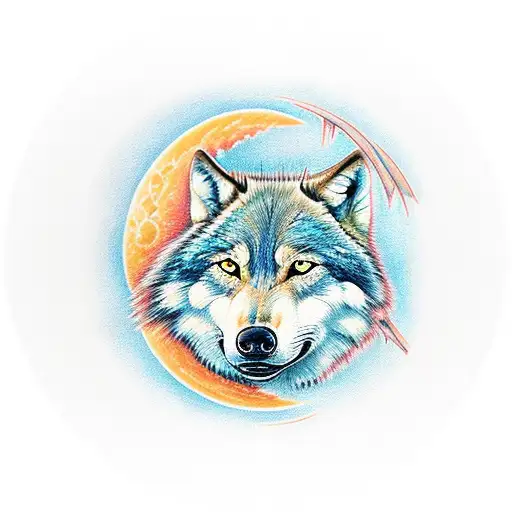 hour glass half full, blue moon, wolf, tulip, September 22, 2017 tattoo design idea