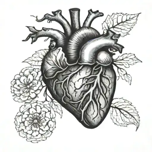 An anatomical correct human heart tattoo design idea