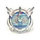 North Carolina theme with symbolism of family of 5 people tattoo design idea