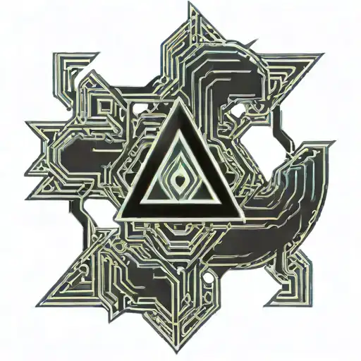 cyber sigilism tattoo neck tattoo design idea