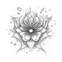 two flowers on fire with Crowns sourrounded by raindrops  tattoo design idea