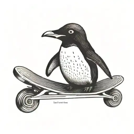 Penguin on skate tattoo design idea