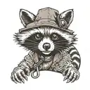 Racoon with kabuto hat tattoo design idea