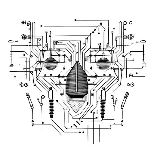 cybernetic implant tattoo design idea