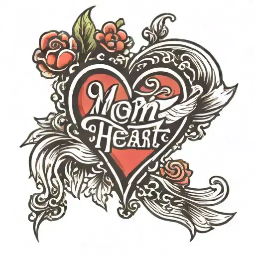 mom heart  tattoo design idea