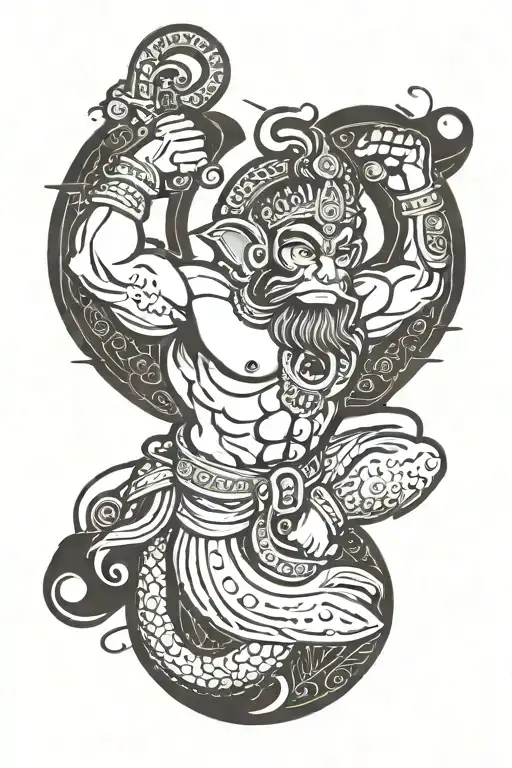 A wrist band tattoo design inspired by lord Hanuman written a phrases to emphasize power of Hanuman  tattoo design idea