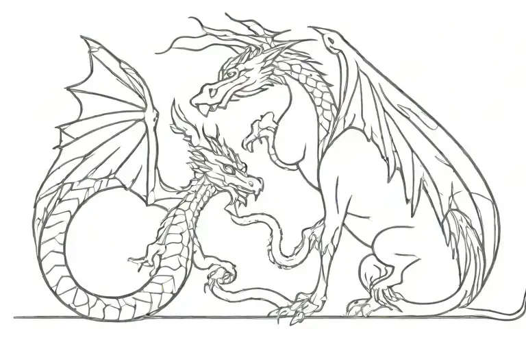 fine line Dragon feminien with "i respect you" together tattoo design idea