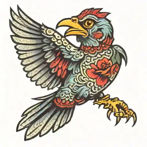 zombie bird flying tattoo design idea