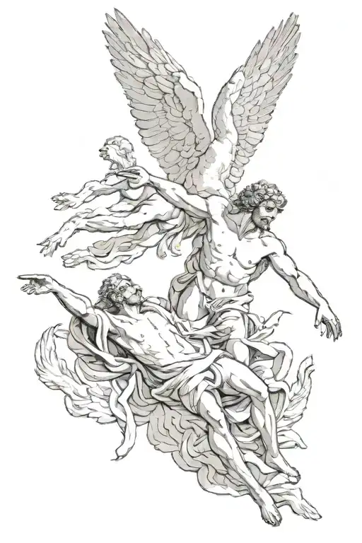 icarus and the creation of adam tattoo design idea