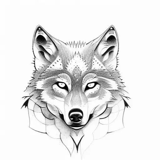 Wolf and crow tattoo design idea