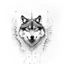 Wolf and crow tattoo design idea