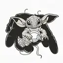 stitch from lilo and stitch closes wires in hands tattoo design idea