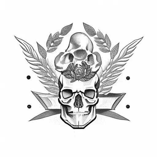 lies on the book A skull with a laurel wreath on its head lies on the book tattoo design idea