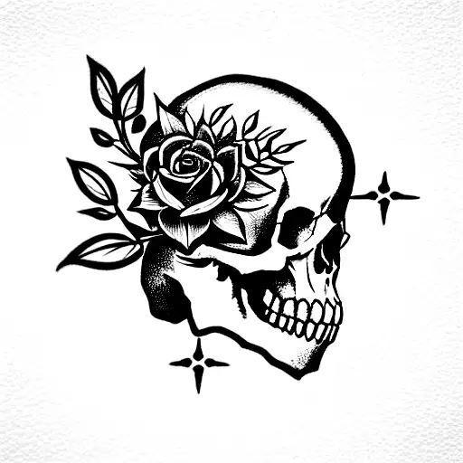 lies on the book A skull with a laurel wreath on its head lies on the book tattoo design idea
