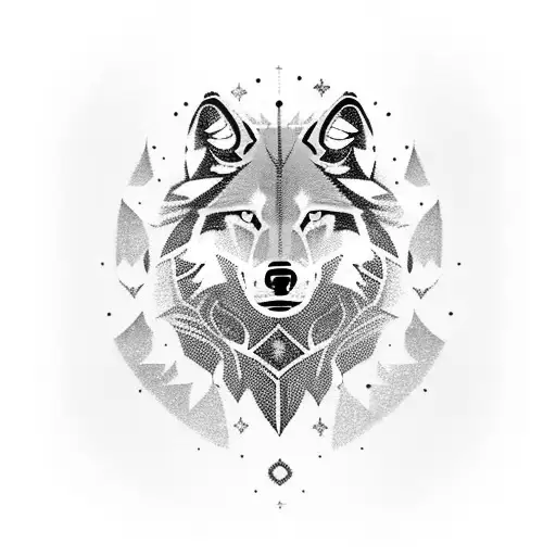 black wolf with silver accents wolf, black lion with gold accents, holly tree, red Leo, green and silver Taurus on spine tattoo design idea