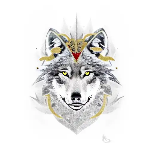 black wolf with silver accents wolf, black lion with gold accents, holly tree, red Leo, green and silver Taurus on spine tattoo design idea