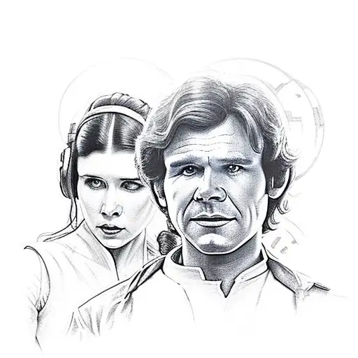 Han Solo and Princess Leia pair tattoo design idea