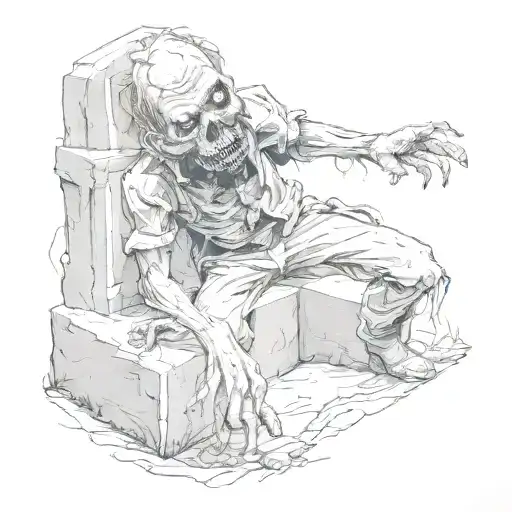 zombie coming out of grave  tattoo design idea