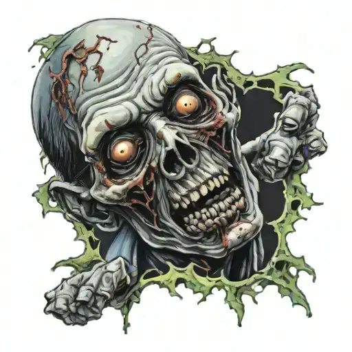 zombie coming out of grave  tattoo design idea