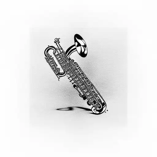 Cassette tape saxophone tattoo design idea